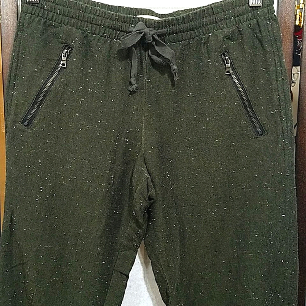 Cloth & Stone dark green speckled crop joggers sz XS